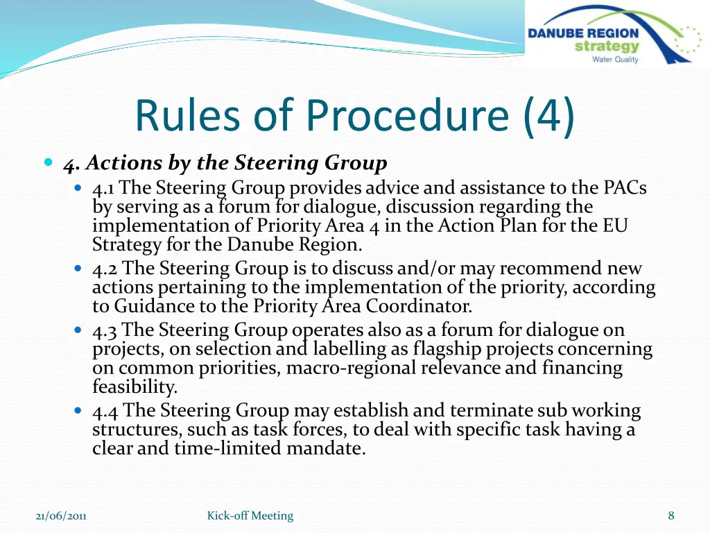 rules of procedure 4 4 actions by the steering