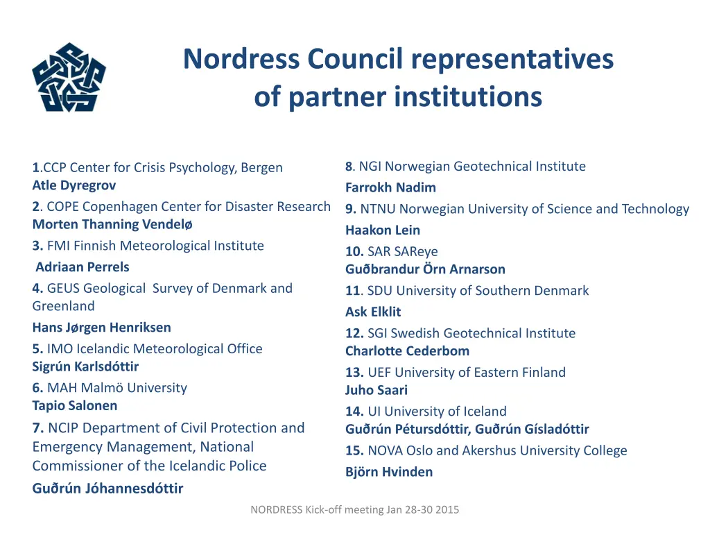 nordress council representatives of partner