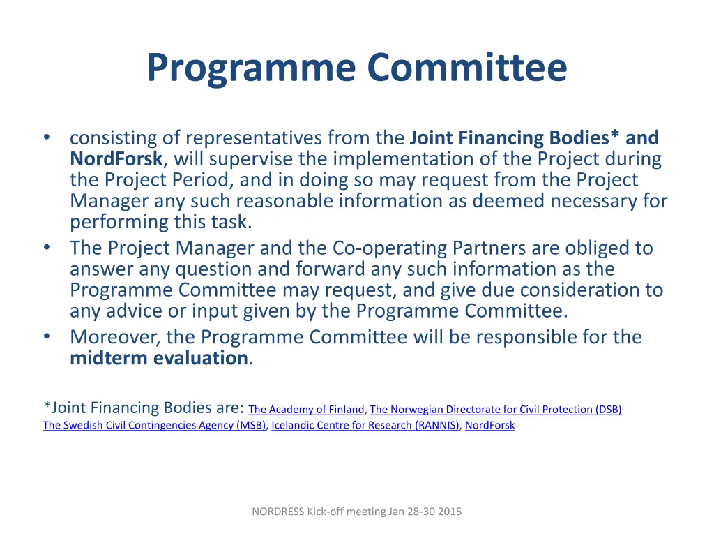 programme committee