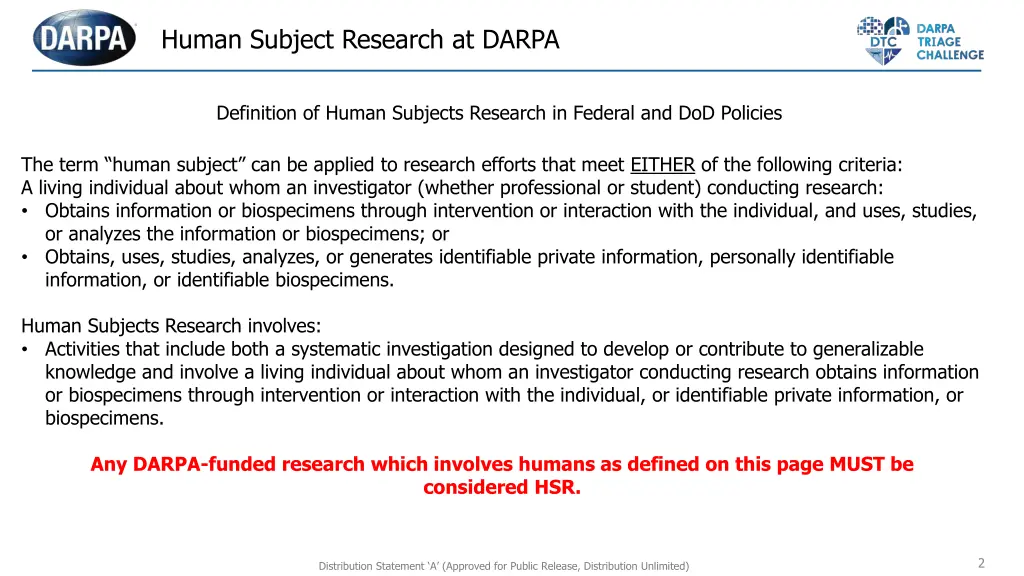 human subject research at darpa