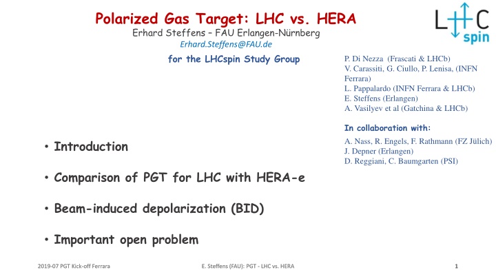 polarized gas target lhc vs hera erhard steffens