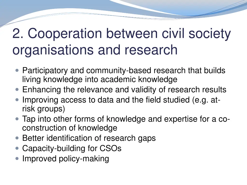 2 cooperation between civil society organisations