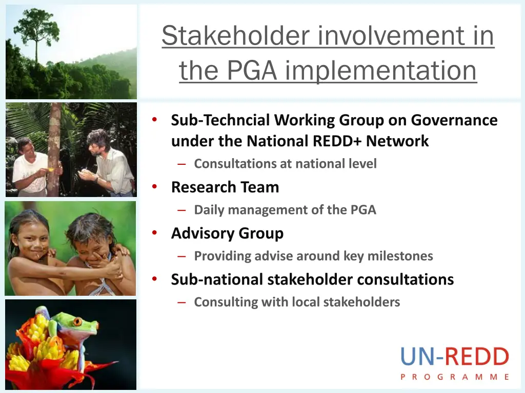 stakeholder involvement in the pga implementation