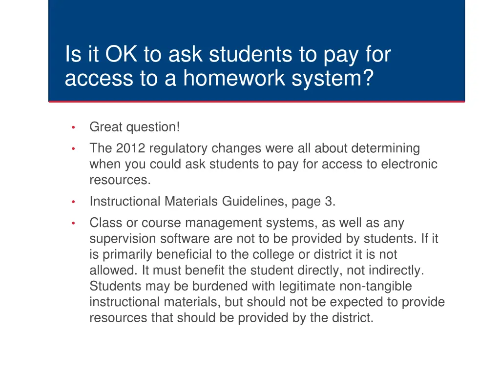 is it ok to ask students to pay for access