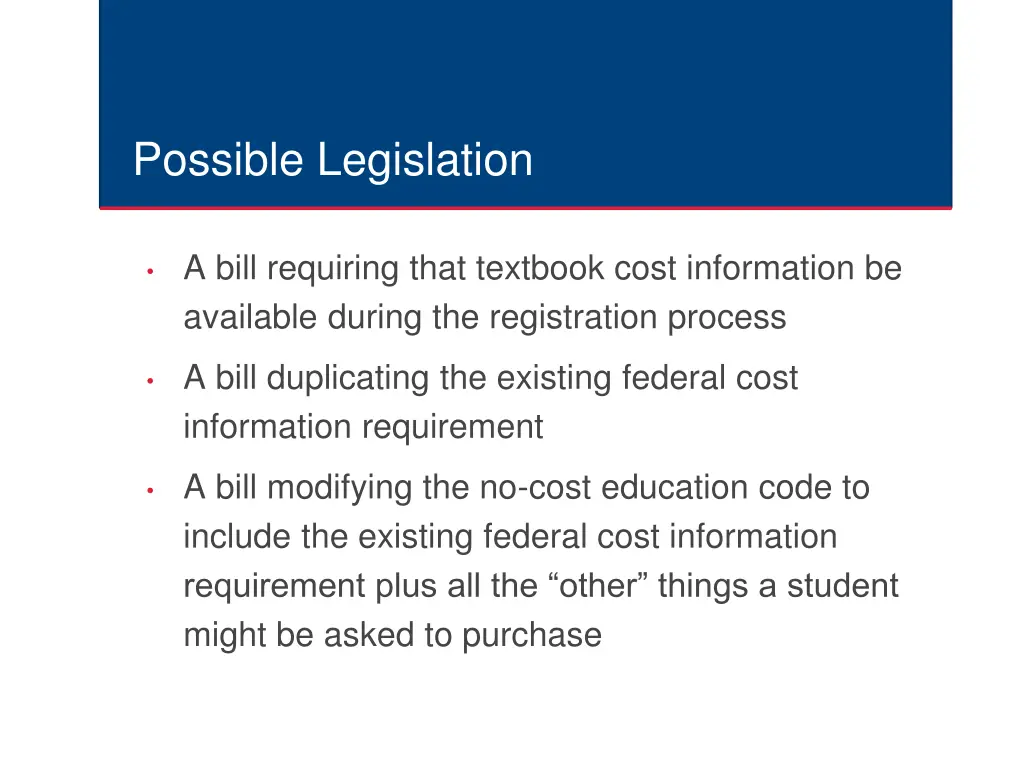 possible legislation