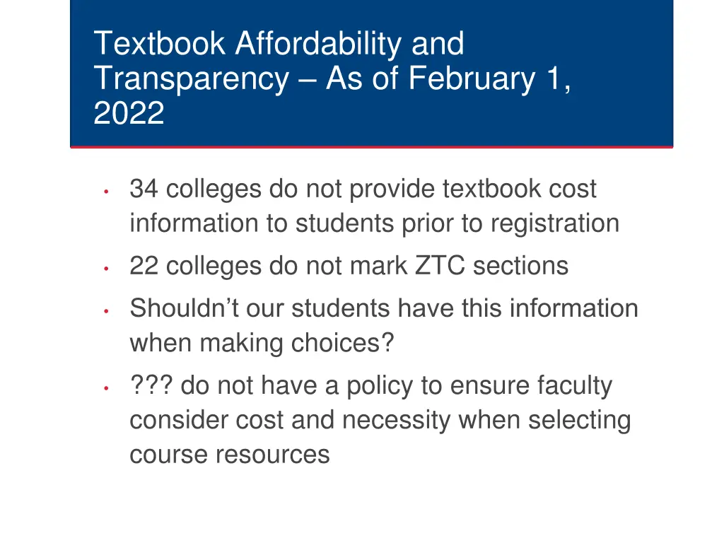 textbook affordability and transparency