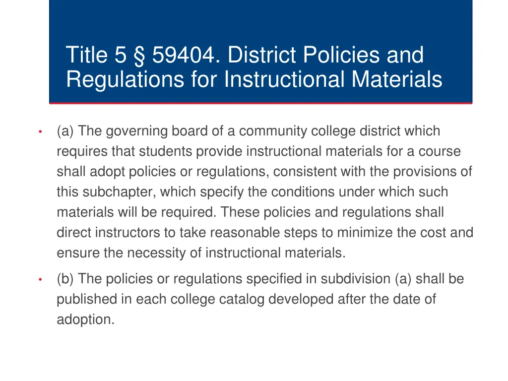 title 5 59404 district policies and regulations