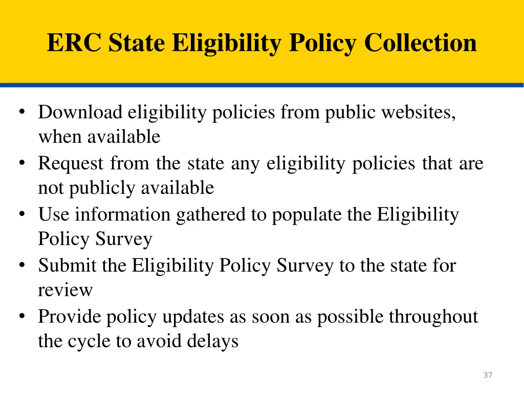 erc state eligibility policy collection