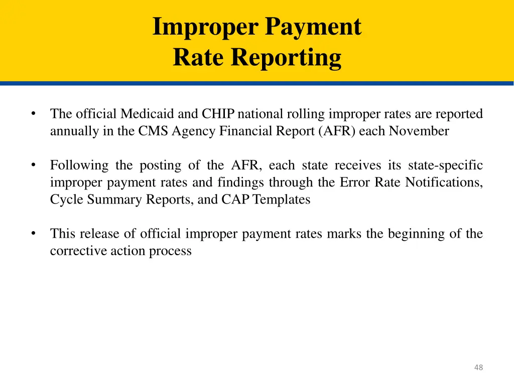 improper payment rate reporting