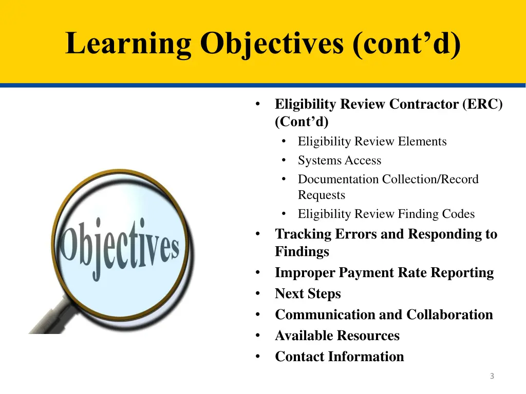 learning objectives cont d