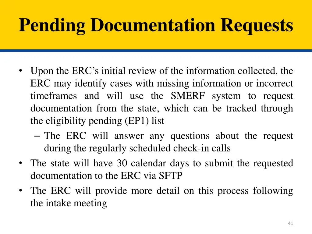 pending documentation requests