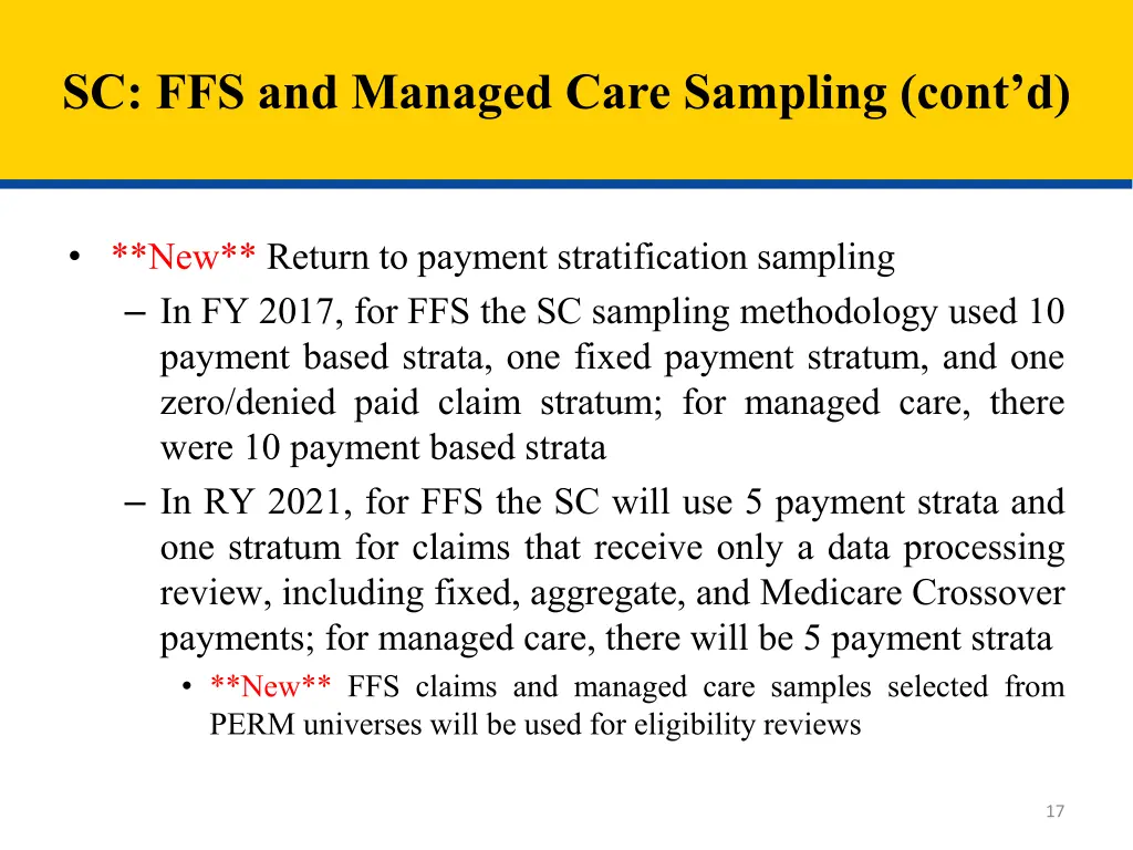 sc ffs and managed care sampling cont d