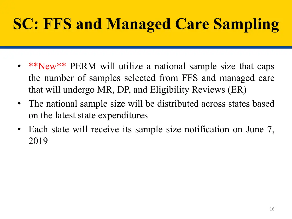 sc ffs and managed care sampling