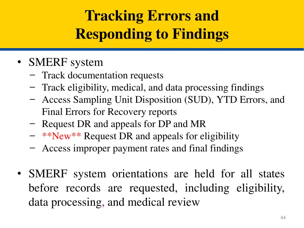 tracking errors and responding to findings