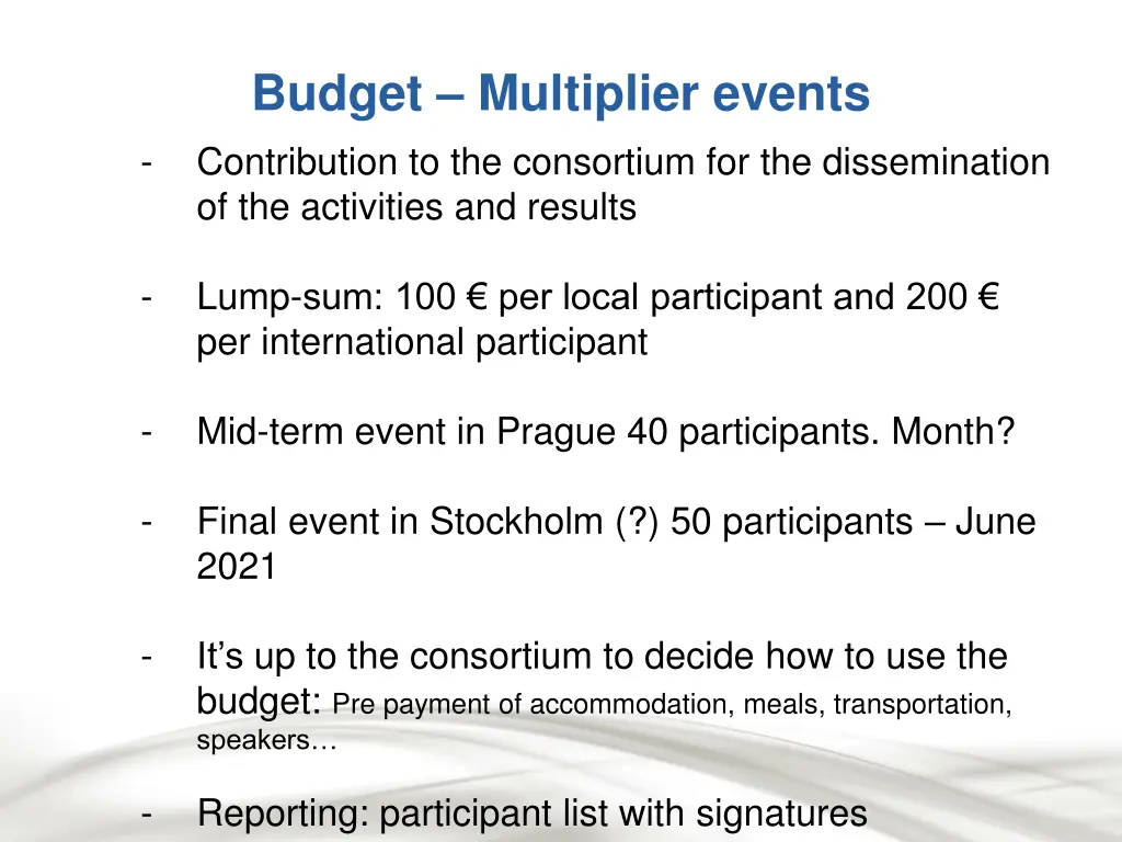 budget multiplier events contribution