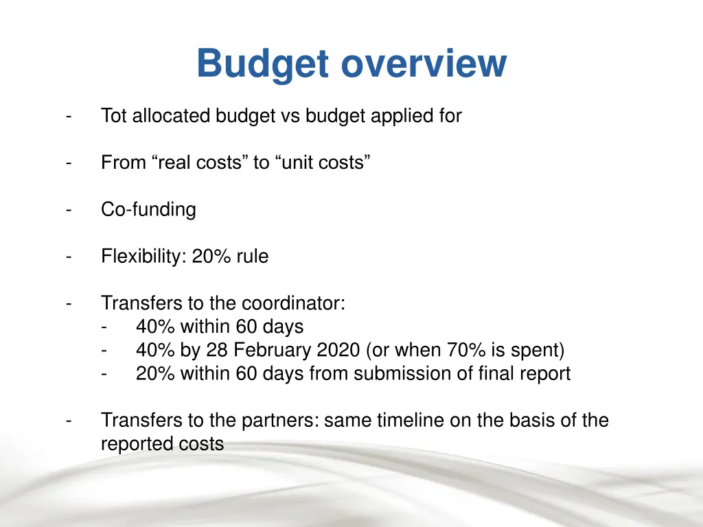 budget overview