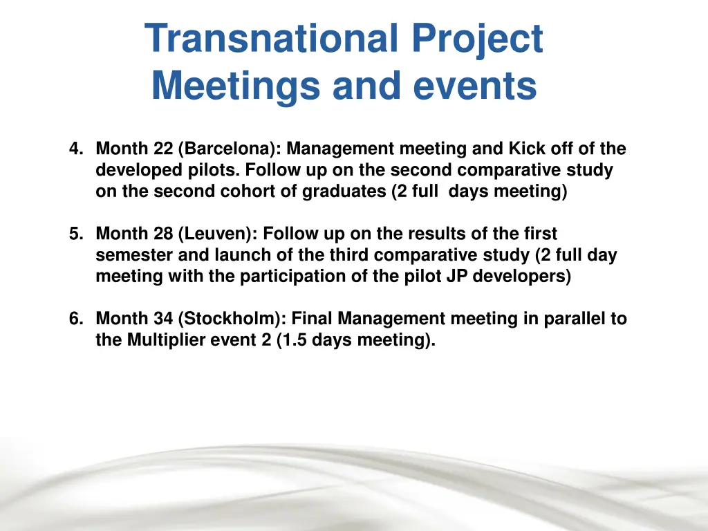 transnational project meetings and events 1