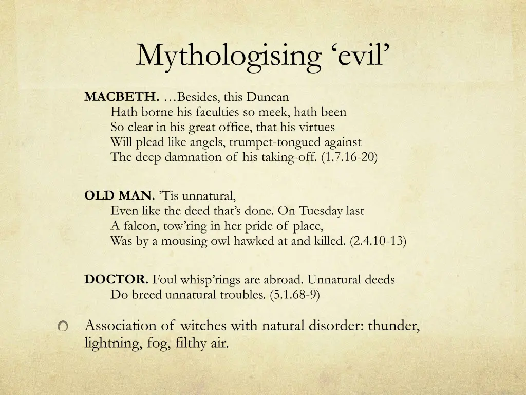 mythologising evil