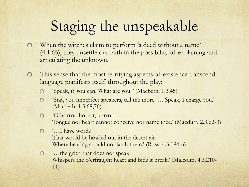 staging the unspeakable