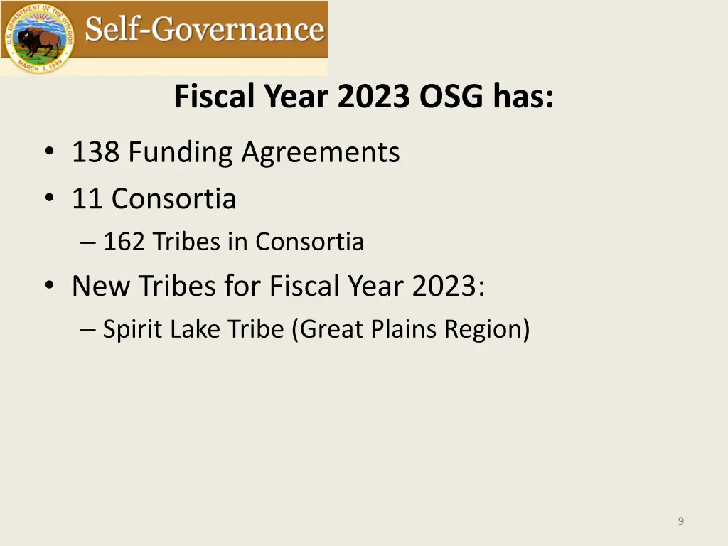 fiscal year 2023 osg has 138 funding agreements