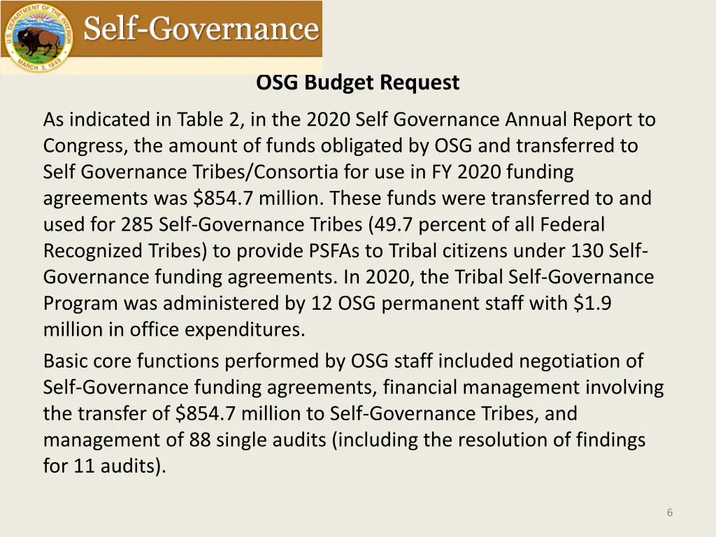 osg budget request 1