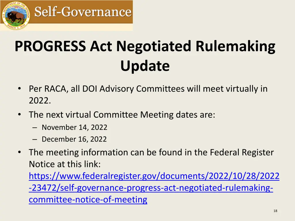 progress act negotiated rulemaking update