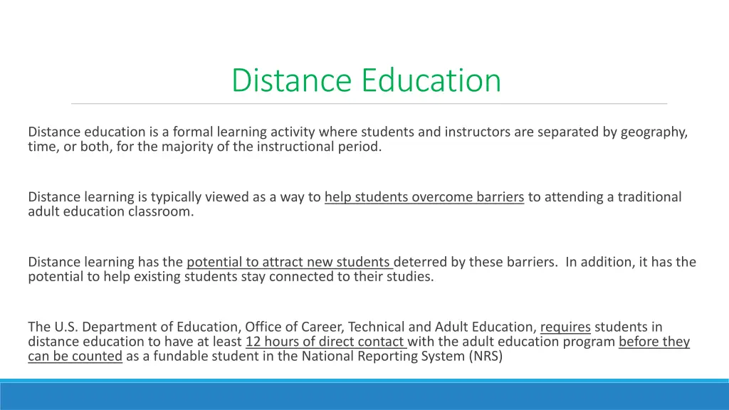 distance education