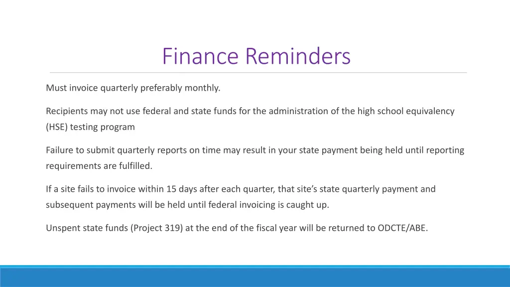 finance reminders