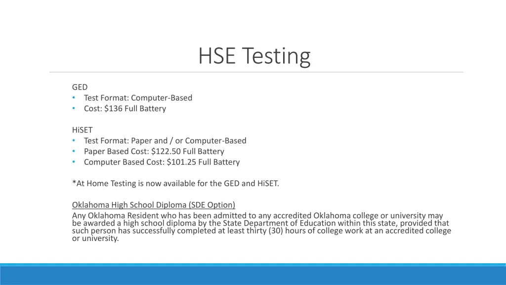 hse testing