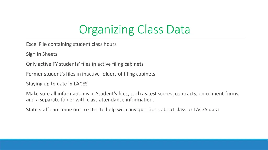 organizing class data