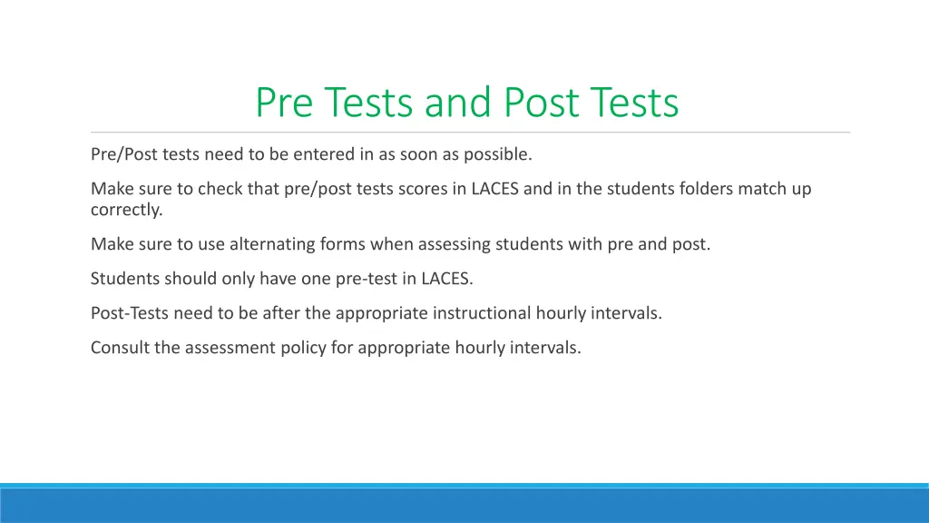 pre tests and post tests