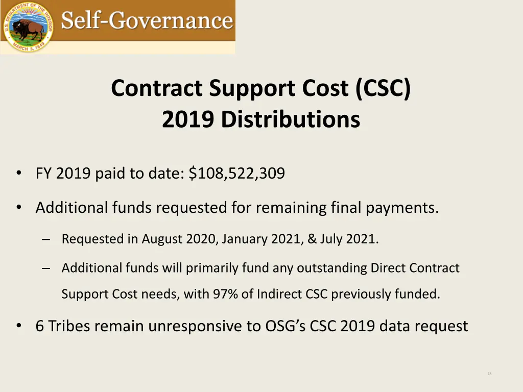 contract support cost csc 2019 distributions