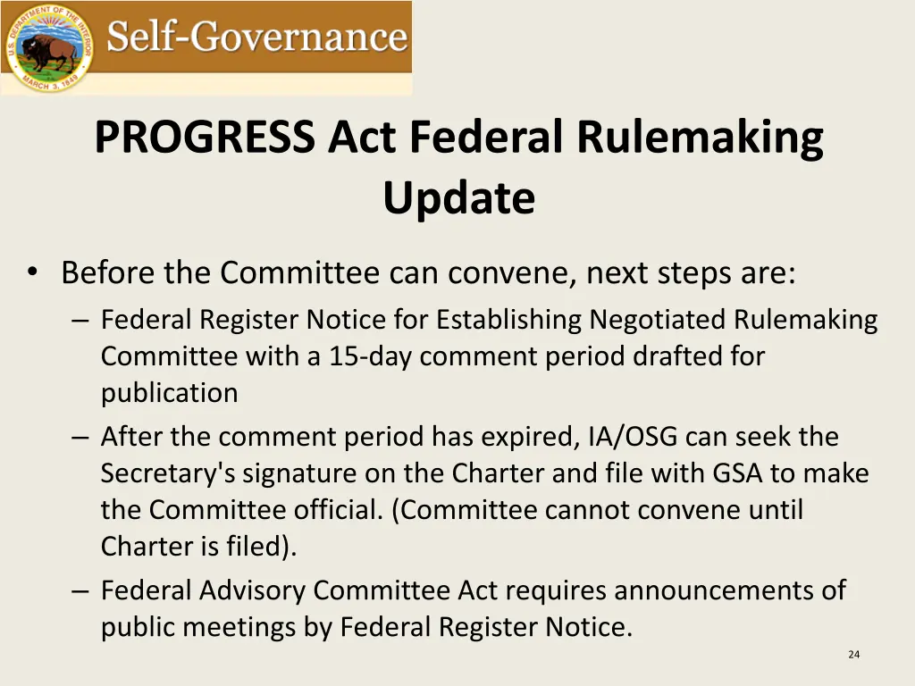 progress act federal rulemaking update