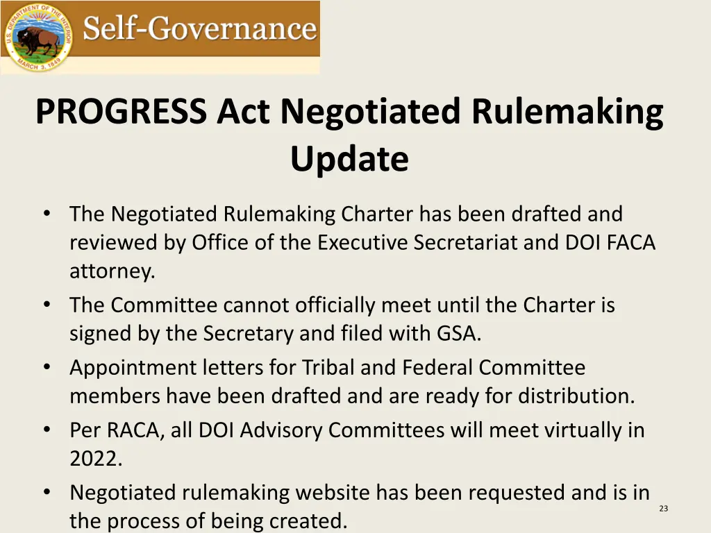 progress act negotiated rulemaking update