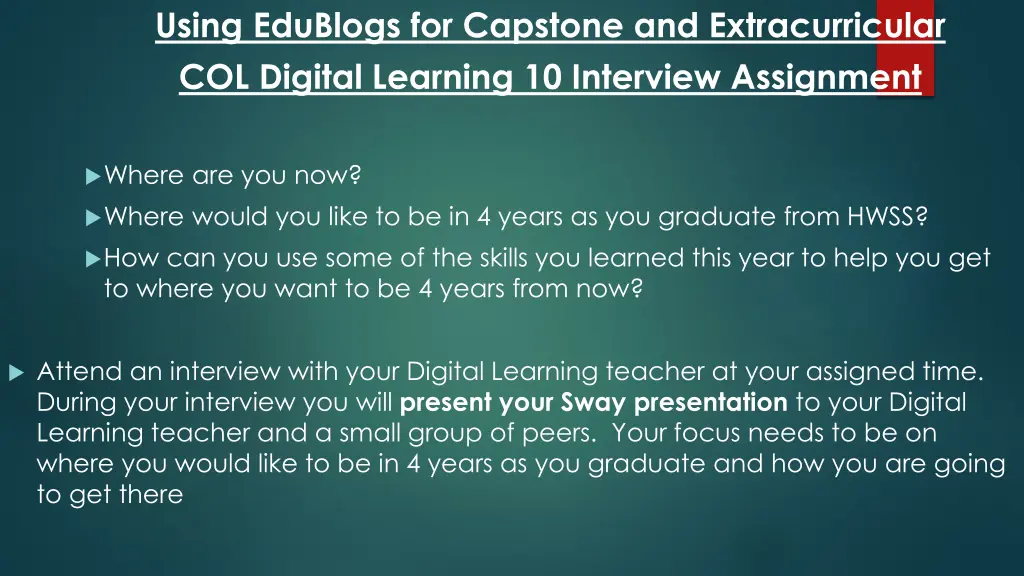 using edublogs for capstone and extracurricular