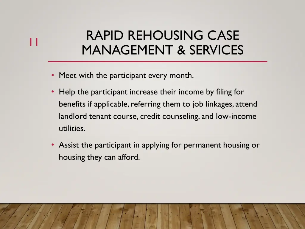 rapid rehousing case management services