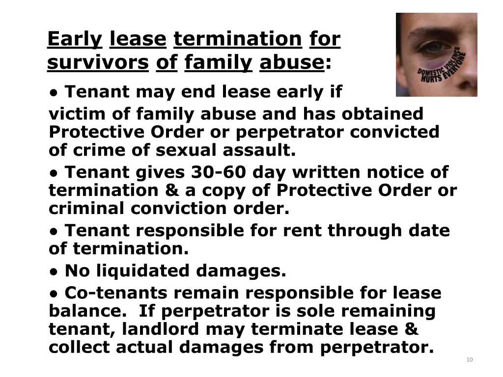 early lease termination for survivors of family