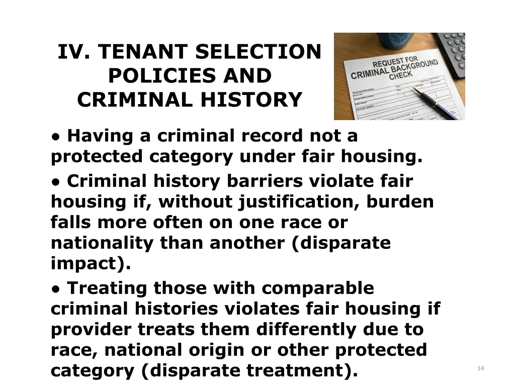 iv tenant selection policies and criminal history