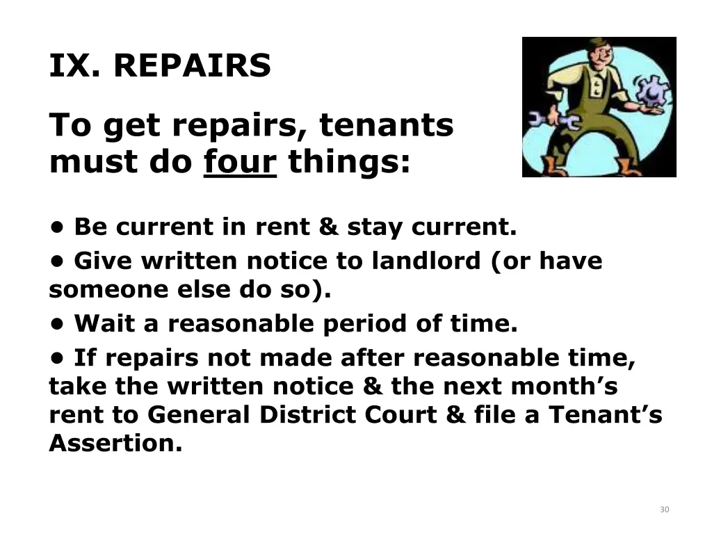 ix repairs to get repairs tenants must do four