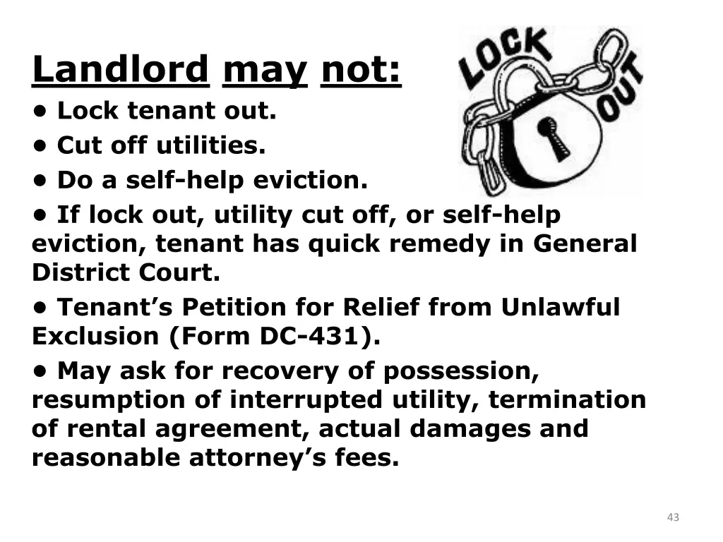 landlord may not lock tenant