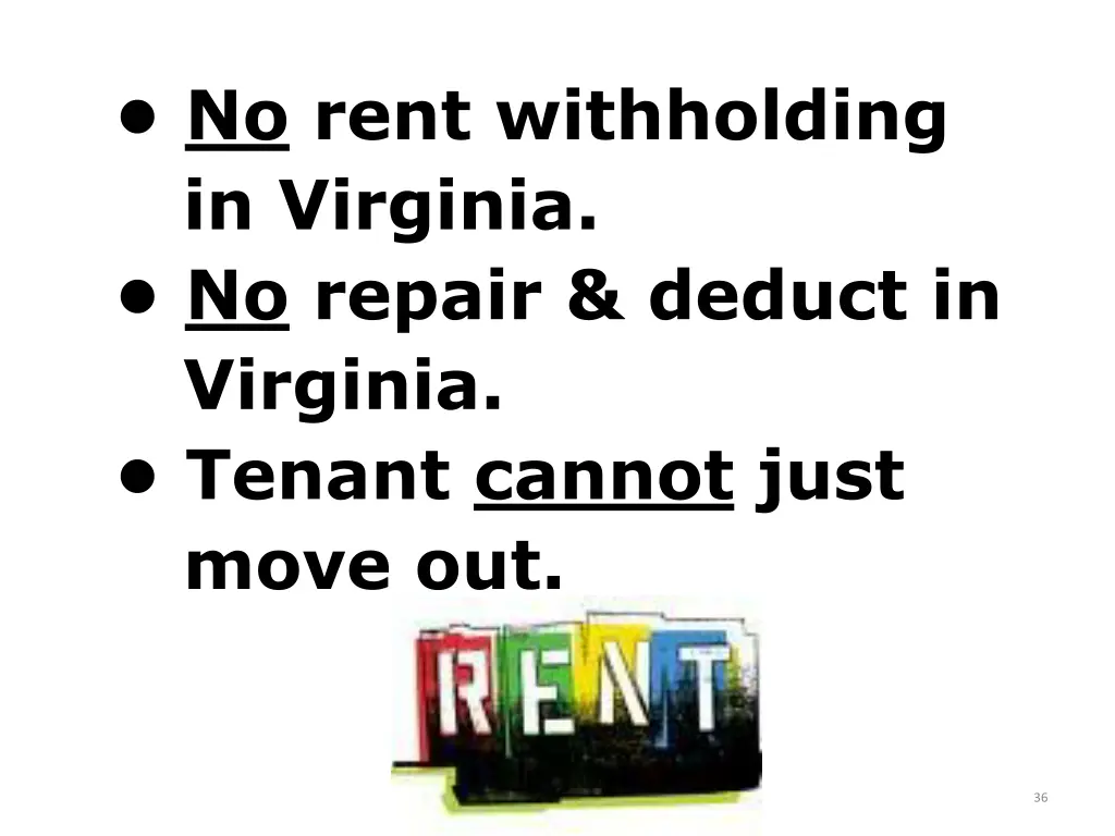 no rent withholding in virginia no repair deduct