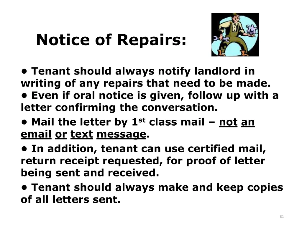 notice of repairs