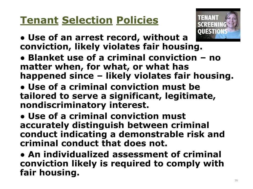 tenant selection policies