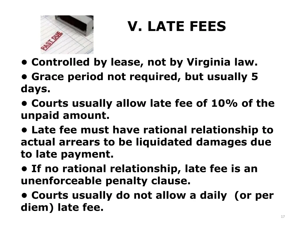 v late fees