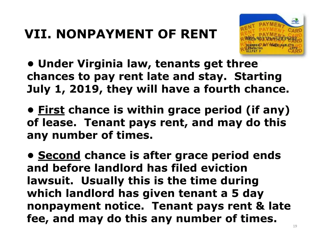 vii nonpayment of rent