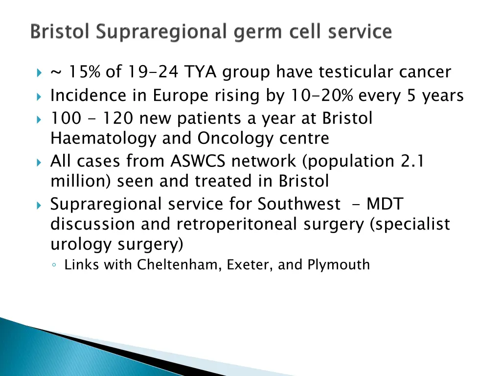 15 of 19 24 tya group have testicular cancer