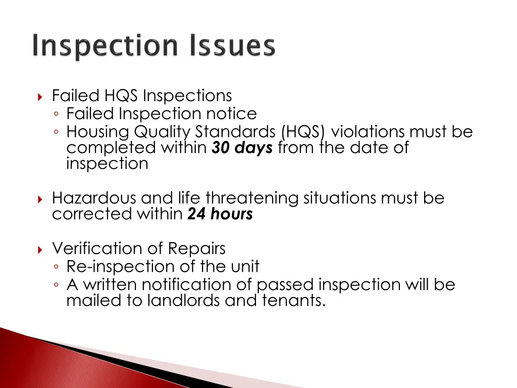 failed hqs inspections failed inspection notice