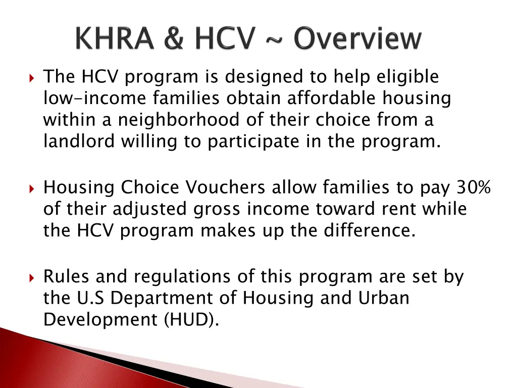 the hcv program is designed to help eligible