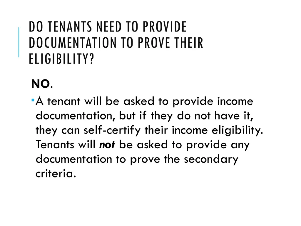 do tenants need to provide documentation to prove