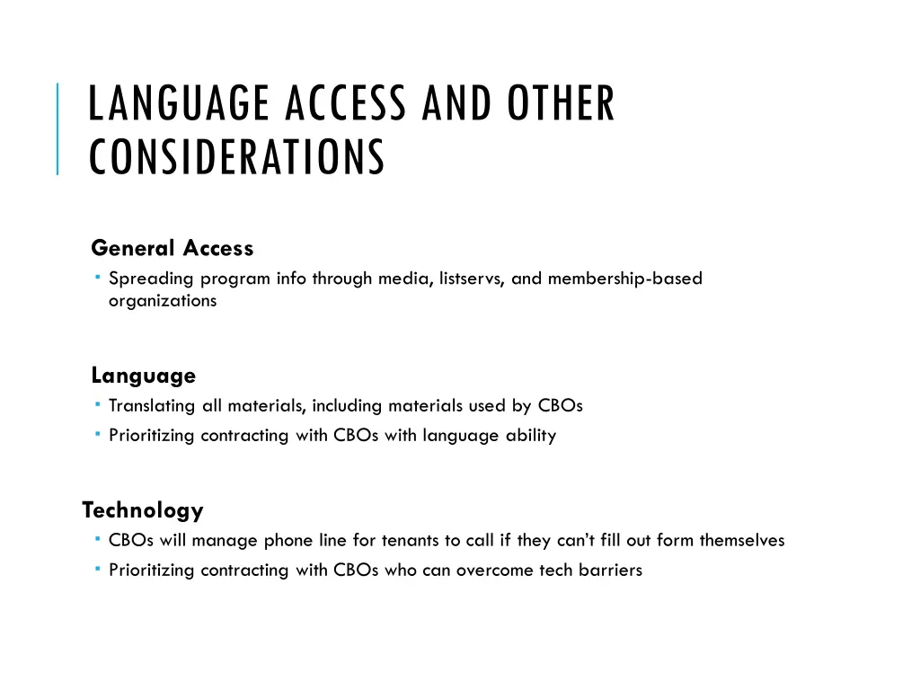 language access and other considerations